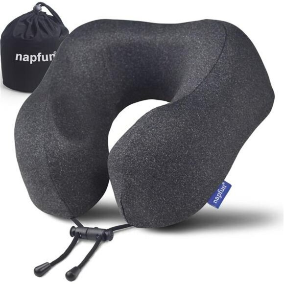 Napfun Travel Neck Pillow Memory Foam Airplane Headrest Portable Sleep Aid - Picture 1 of 7